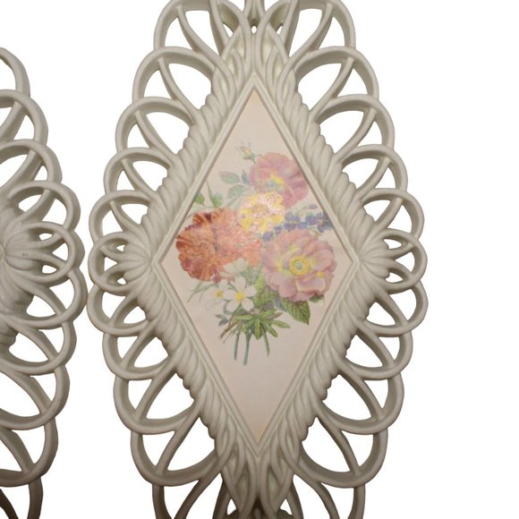 VTG Burwood Products Set Of 4 Diamond Shaped Filigree Wall Hanging Floral Decor - Picture 2 of 9